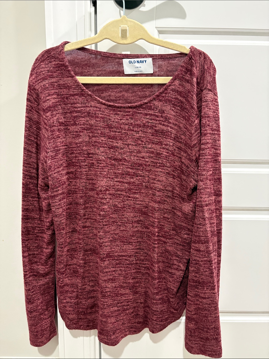 Old Navy Marled Wine Scoop Neck Long Sleeve Top